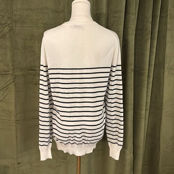Suitsupply pure cotton Black and White Striped Sweater, M - Picture 6 of 8